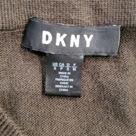 DKNY Womens Knitted Top Size Small Olive Green Long Sleeve Off-Shoulder Sweater - Picture 8 of 8